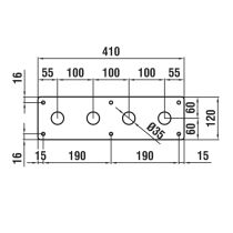 LAUFEN Krycia doska, chróm, pre vaňovú 4-otvorovú batériu, 120 × 410 mm, WI107916100000