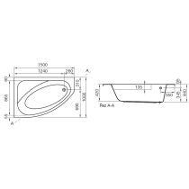 KATJA Vaňa akrylátová asymetrická ľavá 150x100 cm, VG739701