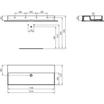 SOLOS Umývadlo 121,5x51,6 cm, bez otvoru pre batériu, farba biela lesklá, bez prepadového otvoru, T556201