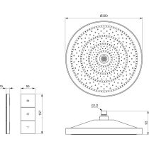 IDEALRAIN SOLOS 3-funkčná hlavová sprcha Ø 300 mm s diaľkovým ovládaním, farba ušľachtilá oceľ, A7889GN