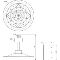 IDEALRAIN SOLOS 3-funkčná hlavová sprcha Ø 330 mm s LED svetlom, s diaľkovým ovládaním, so stropným pripojením, farba povrchu chróm,A7891AA