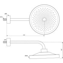 IDEALRAIN SOLOS 1-funkčná hlavová sprcha Ø 330 mm s LED svetlom, s nástenným pripojením, farba povrchu chróm,A7887AA