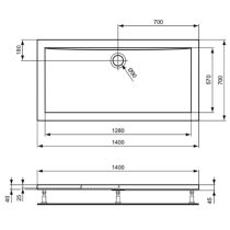 ULTRALIGHT Sprchová vanička akrylátová 140x70x4 cm, K193701