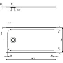 UltraFlat S 140x70x3 cm Sprchová vanička z IdealSolid, K8234FR