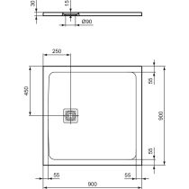 UltraFlat S + 90x90x3 cm Sprchová vanička z IdealSolid, T5597FV