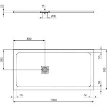 UltraFlat S + 140x70x3 cm Sprchová vanička z IdealSolid, T5613FR
