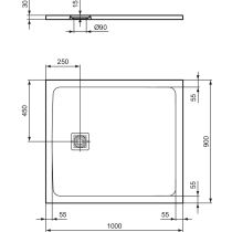 UltraFlat S + 100x90x3 cm Sprchová vanička z IdealSolid, T5607FR
