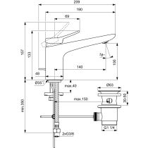CONCA Umývadlová batéria Grande s kovovou odpadovou garnitúrou, BD456A5