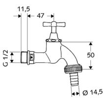Schell nástenný záhradný ventil, G1/2", 03 405 0399