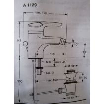 CERARON Bidetová batéria s odpadovou garnitúrou a pevnými medenými trubkami, A1129CH