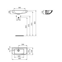 Eurovit umývadielko 50x23,5 cm, bez otvoru pre batériu, R421001