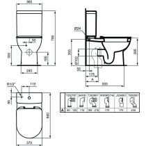 EUROVIT WC kombi kompletný, misa, nádrž, sedadlo Soft Close, rovný odpad,  T443601