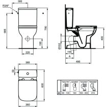 I.LIFE WC kombi - misa stojacia RIMLESS+ 60x36 cm, inštalácia  T481401