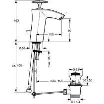 VENICE Umývadlová batéria, s odtokovou  garnitúrou a flexibilnými hadičkami, A5350AA