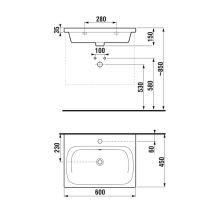 LAUFEN BASAL Umývadlo s jedným otvorom pre batériu uprostred s prepadom, 600x450 mm, farba Biela, H8127130001311