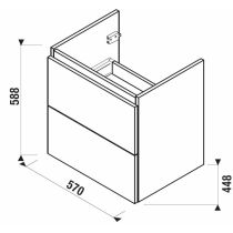 LAUFEN BASAL Skrinka pod umývadlo, 2 zásuvky, pre umývadlo H8127130001311, 570x448x588 mm, drevodekor jaseň, H40N7144013421