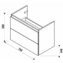 LAUFEN BASAL Skrinka pod umývadlo, 2 zásuvky, pre umývadlo H8127160001311, 760x448x588 mm, drevodekor jaseň, H40N7164013421