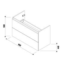 LAUFEN BASAL Skrinka pod umývadlo, 2 zásuvky, pre umývadlo H8147130001311, 960x448x588 mm, Biela, H40N7174015001