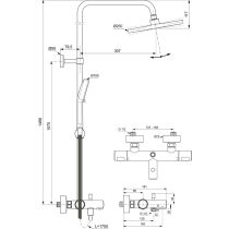 CERATHERM T25 Sprchový systém s vaňovou termostatickou batériou, výška 1498 mm, A8480AA