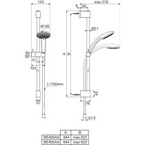 IDEALRAIN Sprchová kombinácia M3, tyč 90cm, BE406AA