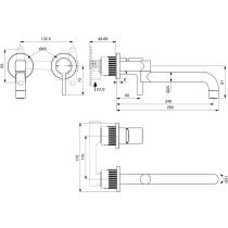 GUSTO Drezová nástenná  dvojotvorová batéria, BD426A5