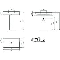 CONCA Umývadlo 80x45 cm, bez otvoru pre batériu, farba biela lesklá, bez prepadového otvoru, T379701