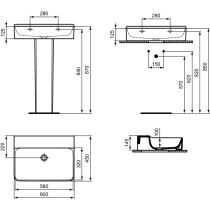 CONCA Umývadlo 60x45 cm, bez otvoru pre batériu, farba biela lesklá, bez prepadového otvoru, T3792MA