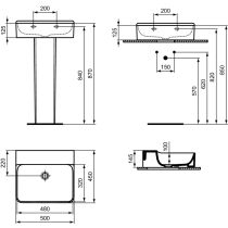 CONCA Umývadlo 50x45 cm, bez otvoru pre batériu, farba biela lesklá, bez prepadového otvoru, T3787MA
