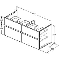 FINESSE Umývadlová skrinka 120 cm, šírka 50,5 cm,  E3399UR
