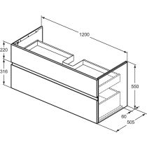 FINESSE Umývadlová skrinka 120 cm, šírka 50,5 cm,  E3394UR