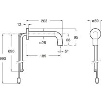 ROCA LOFT-E Elektronická umývadlová nástenná batéria len na jednu vodu, bez automatickej zátky, zdroj sieťové napájanie 230 V, A5A3643C00