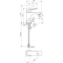 CeraLife C umývadlová batéria Bluestart bez odpadovej garnitúry a flexibilnými hadicami, 3,85L/min., BE039AA