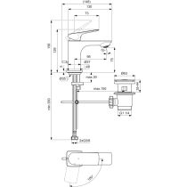 CeraLife C umývadlová batéria Bluestart s kovovou odpadovou garnitúrou a flexibilnými hadicami, 3,85L/min., BE041AA