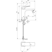 CeraLife C umývadlová batéria Bluestart bez odpadovej garnitúry a flexibilnými hadicami, 3,85L/min., BE044AA