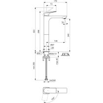 CeraLife C umývadlová batéria Bluestart bez odpadovej garnitúry a flexibilnými hadicami, 3,85L/min., BE050XG