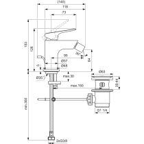 CERALIFE C  Bidetová batéria s odpadovou garnitúrou, 3,85 L/min., BE124AA