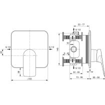 CERALIFE C  Sprchová nástenná podomietková zmiešavacia batéria diel 2, BE062XG