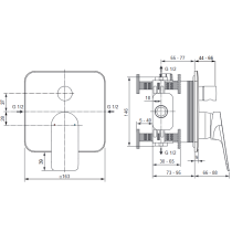 CERALIFE C  Vaňová nástenná podomietková zmiešavacia batéria diel 2, BE063XG