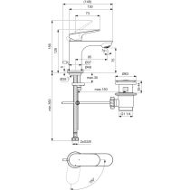CeraLife O umývadlová batéria Bluestart s kovovou odpadovou garnitúrou a flexibilnými hadicami, 3,85L/min., BE003AA