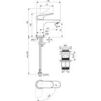 CeraLife O umývadlová batéria Bluestart s click-clack odpadovou garnitúrou a flexibilnými hadicami, 3,85L/min., BE004XG