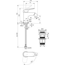 CERALIFE O  Bidetová batéria BlueStart s click-clack odpadovou garnitúrou, 3,85 L/min., BE021XG