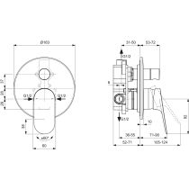 CERALIFE O  Vaňová nástenná podomietková zmiešavacia batéria diel2, vrátane podomietkového dielu 1, BE023XG