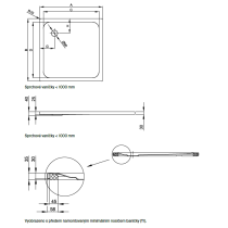 BetteUltra Space sprchová vanička z glazovanej titánovej ocele 900x900x30 mm, Biela, 4011-000T1
