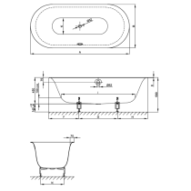 BetteLux Oval Silhouette voľne stojaca vaňa z glazovanej titánovej ocele 1800x800x575 mm, Biela, 3466-000CFXXS