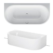 BetteLux Oval I Silhouette voľne stojaca vaňa k stene z glazovanej titánovej ocele 1800x850x575 mm, Biela, 3416-000CWVVS