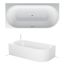 BetteLux Oval IV Silhouette voľne stojaca vaňa k stene z glazovanej titánovej ocele 1850x850x575 mm, Biela, 3426-000CERVS