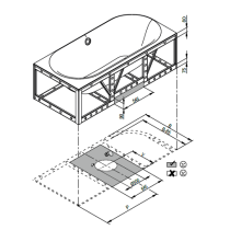 BetteLux Oval V Silhouette voľne stojaca vaňa k stene z glazovanej titánovej ocele s povrchovou úpravou GlazePlus 1850x850x575 mm, Biela, 3436-000CELVS,PLUS