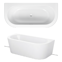 BetteStarlet I Silhouette voľne stojaca vaňa k stene z glazovanej titánovej ocele s povrchovou úpravou GlazePlus 1850x850x575 mm, Biela, 8320-000CWVVKPLUS