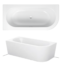 BetteStarlet IV Silhouette voľne stojaca vaňa k stene z glazovanej titánovej ocele 1850x850x575 mm, Biela, 6670-000CERVK