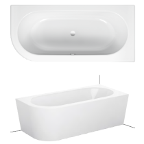 BetteStarlet V Silhouette voľne stojaca vaňa k stene z glazovanej titánovej ocele 1850x850x575 mm, Biela, 6700-000CELVK